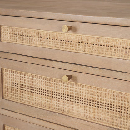 Mercana - Grier 62.0L x 22.0W x 30.0H Light Brown Solid Wood W/Cane Office Desk - 69899 view 10