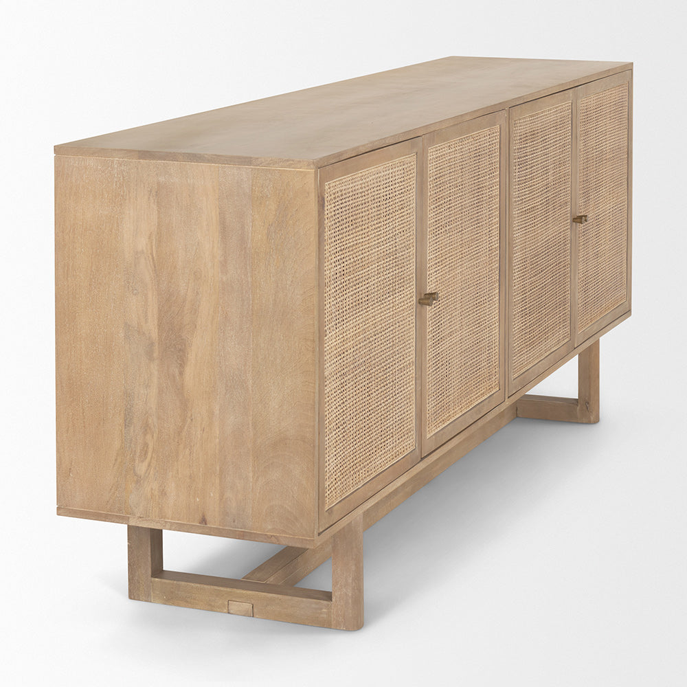 Mercana - Grier 72.0L x 18.75W x 31.5H Light Brown Solid Wood W/Cane Sideboard - 69895 view 5