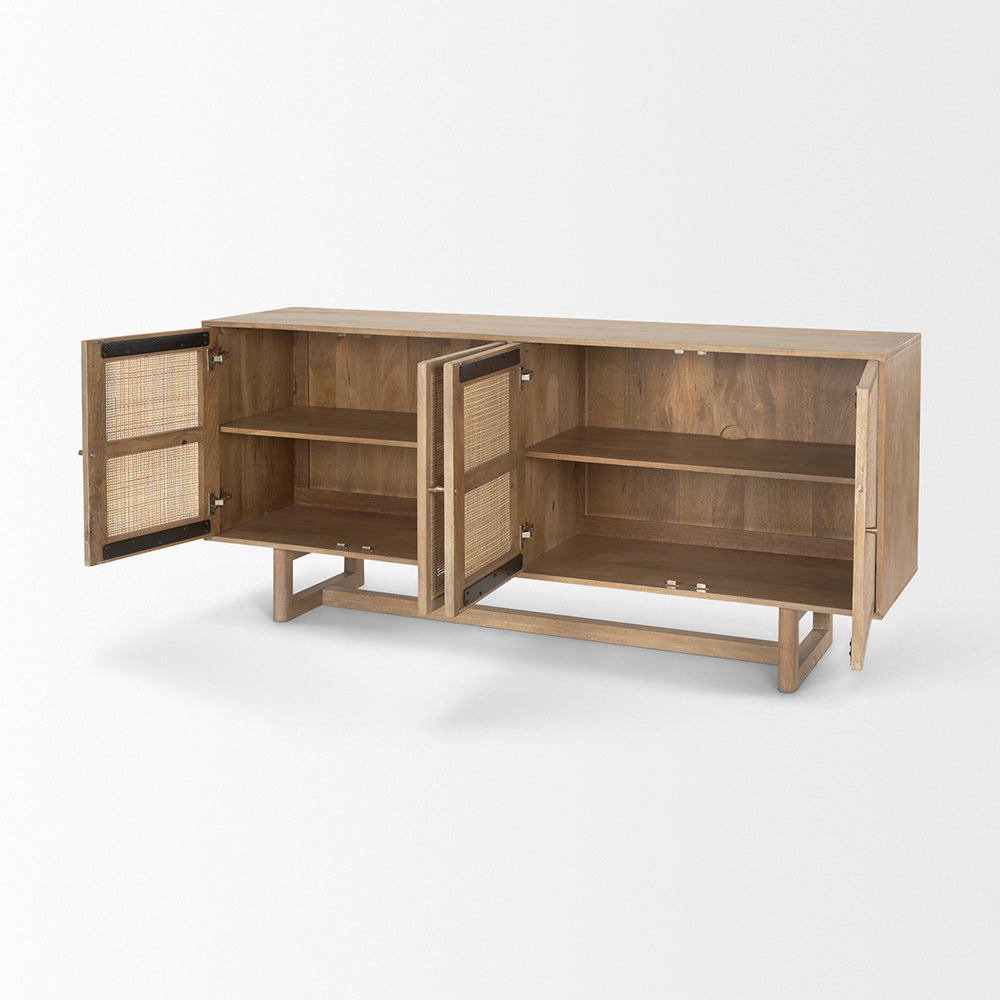 Mercana - Grier 72.0L x 18.75W x 31.5H Light Brown Solid Wood W/Cane Sideboard - 69895 view 6