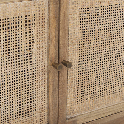 Mercana - Grier Light Brown Solid Wood and Cane 3 Door Media Console - 69896 view 8