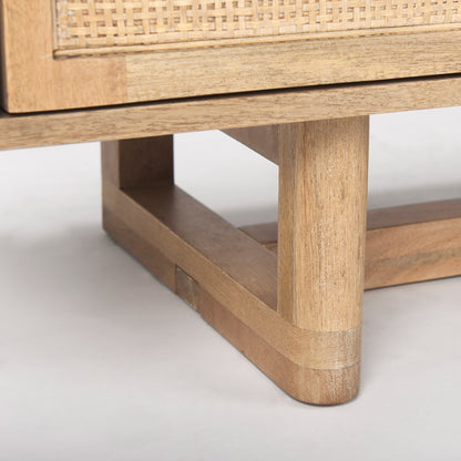 Mercana - Grier Light Brown Solid Wood and Cane 3 Door Media Console - 69896 view 11