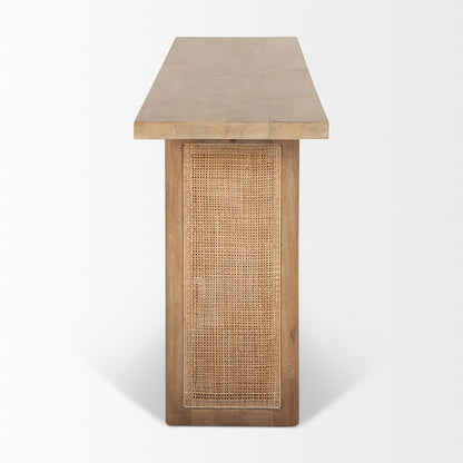 Mercana - Grier Light Brown Solid Wood w/ Cane Accent Console Table - 70172 view 3