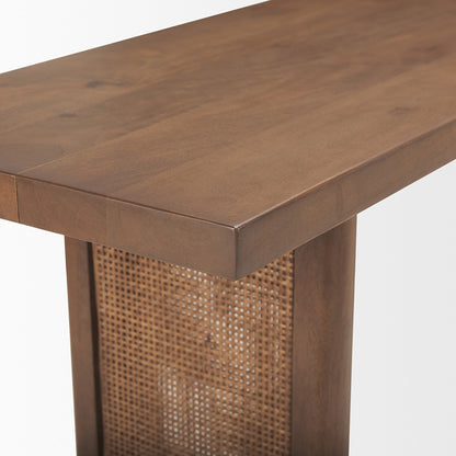 Mercana - Grier Medium Brown Solid Wood w/ Cane Console Table - 69906 view 5