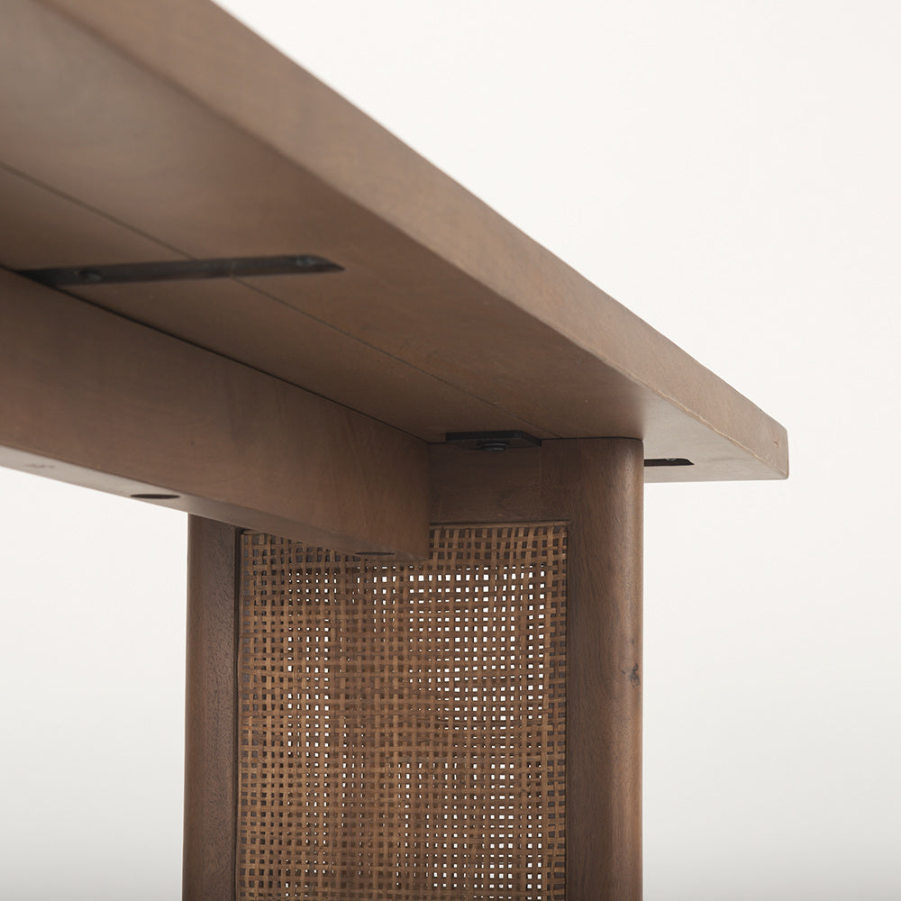 Mercana - Grier Medium Brown Solid Wood w/ Cane Console Table - 69906 view 7