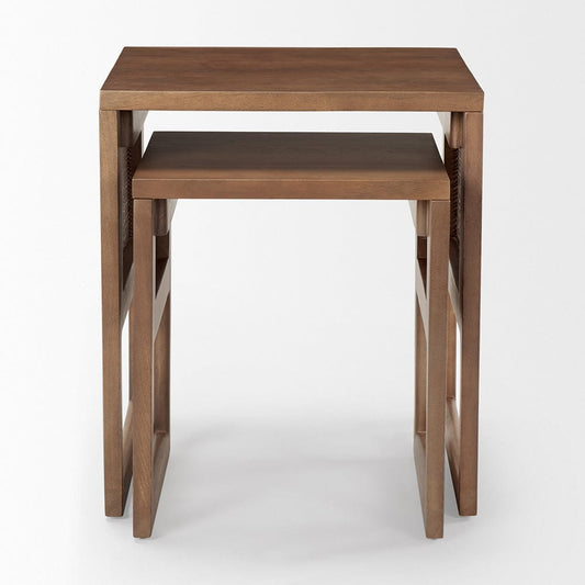 Mercana - Grier Medium Brown Solid Wood w/ Cane Nesting Accent Tables (Set of 2) - 69901 view 2