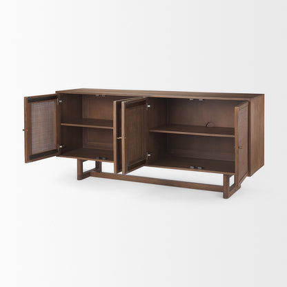 Mercana - Grier Medium Brown Solid Wood W/Cane Sideboard - 69894 view 3