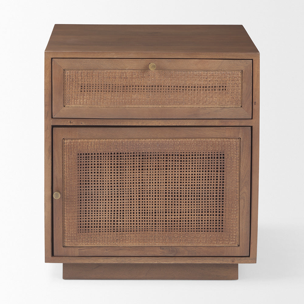 Mercana - Grier Medium Brown Wood w/ Cane Accent Table - 69934 view 2