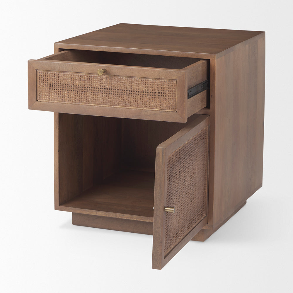 Mercana - Grier Medium Brown Wood w/ Cane Accent Table - 69934 view 6