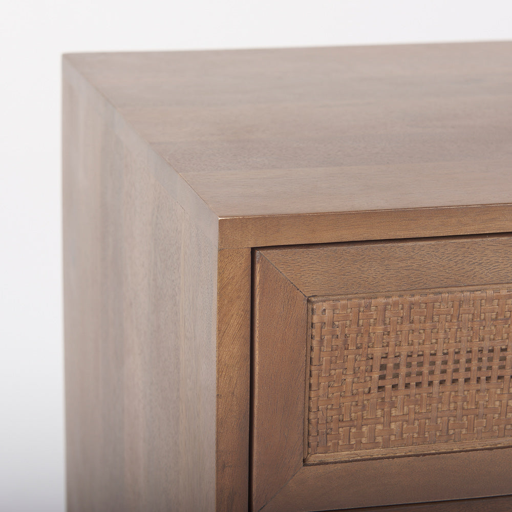 Mercana - Grier Medium Brown Wood w/ Cane Accent Table - 69934 view 7