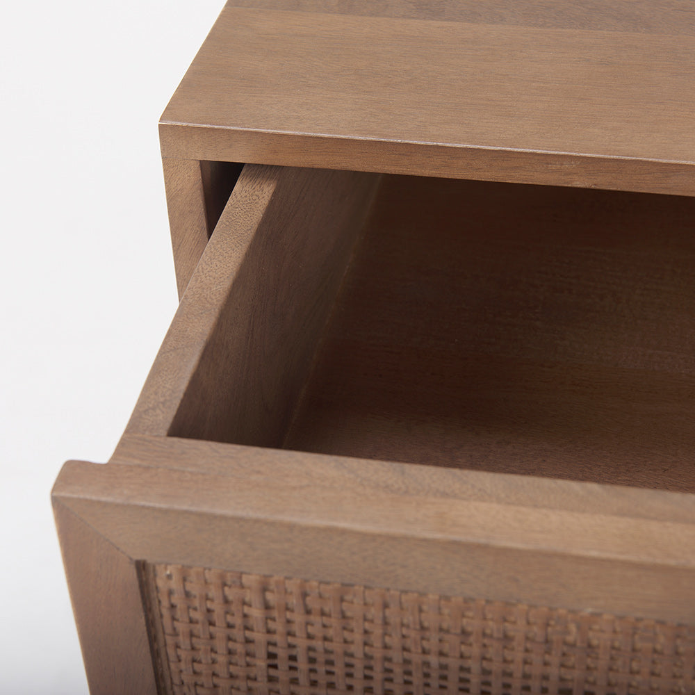 Mercana - Grier Medium Brown Wood w/ Cane Accent Table - 69934 view 9