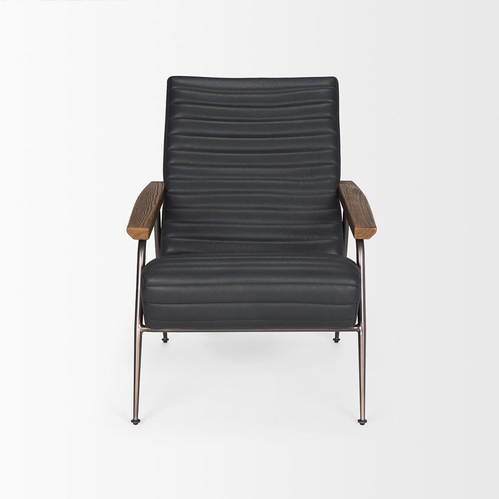 Mercana - Grosjean Black Leather w/ Black Metal Frame Accent Chair - 70681 view 2