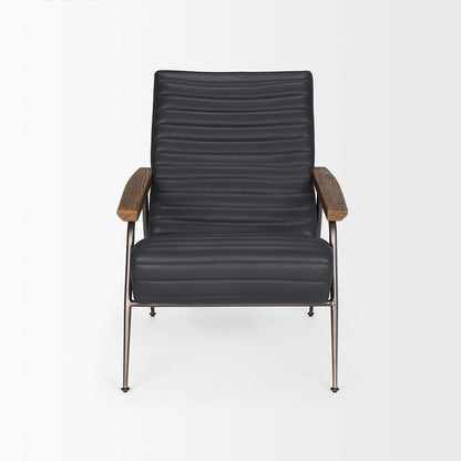 Mercana - Grosjean Black Leather w/ Black Metal Frame Accent Chair - 70681 view 2
