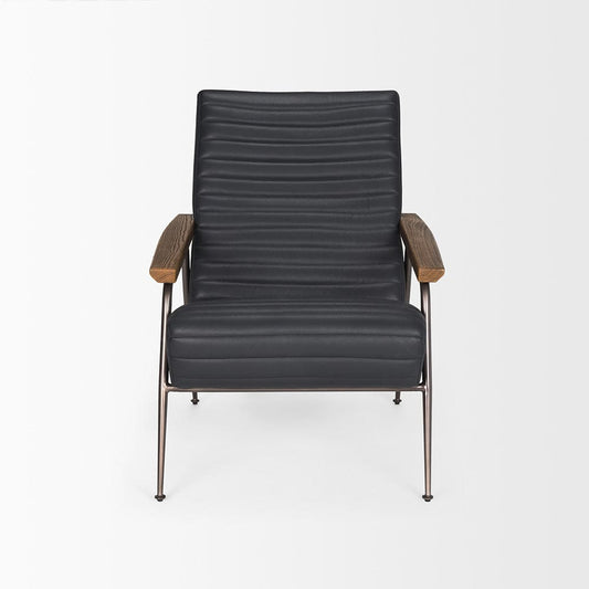 Mercana - Grosjean Black Leather w/ Black Metal Frame Accent Chair - 70681 view 2