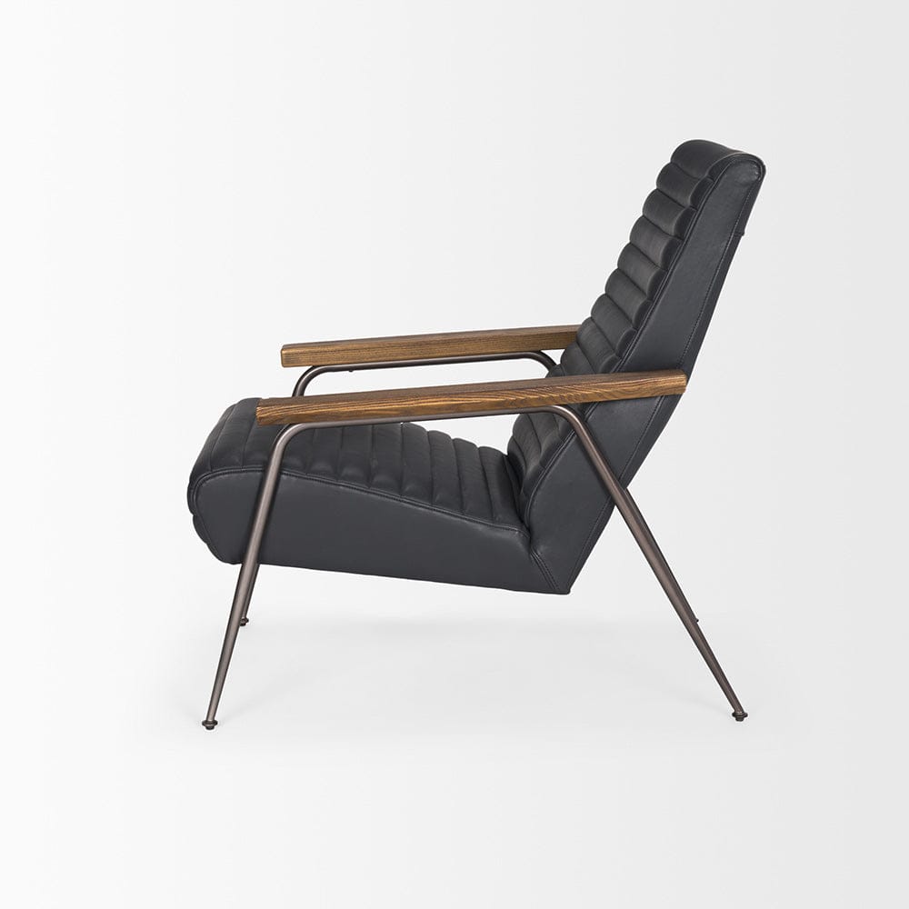 Mercana - Grosjean Black Leather w/ Black Metal Frame Accent Chair - 70681 view 3