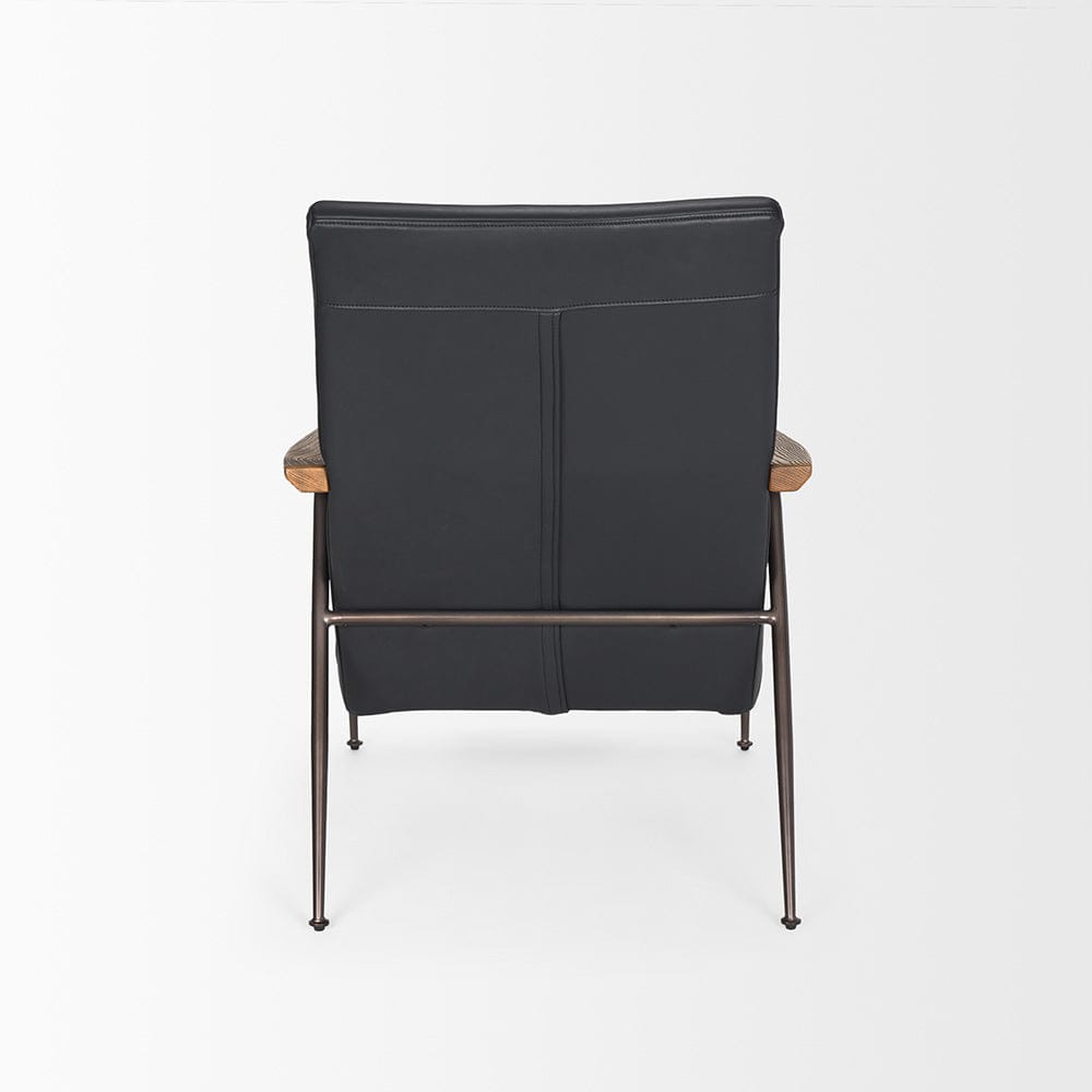Mercana - Grosjean Black Leather w/ Black Metal Frame Accent Chair - 70681 view 4