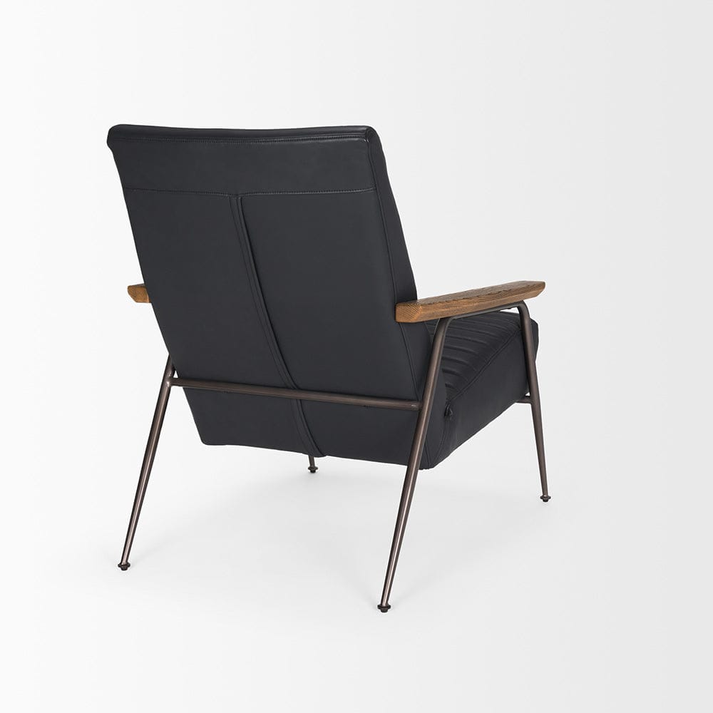 Mercana - Grosjean Black Leather w/ Black Metal Frame Accent Chair - 70681 view 5