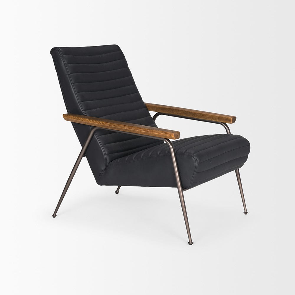 Mercana - Grosjean Black Leather w/ Black Metal Frame Accent Chair - 70681 view 6