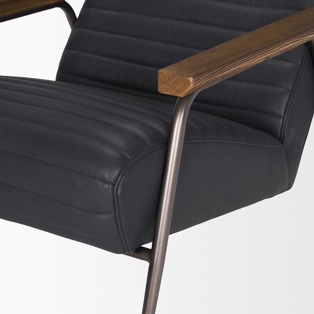 Mercana - Grosjean Black Leather w/ Black Metal Frame Accent Chair - 70681 view 9