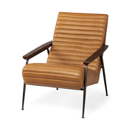 Mercana - Grosjean Brown Leather Wrap Metal Frame Accent Chair - 69131 view 1