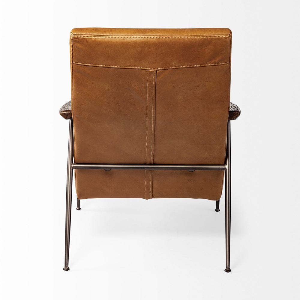 Mercana - Grosjean Brown Leather Wrap Metal Frame Accent Chair - 69131 view 3