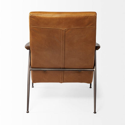 Mercana - Grosjean Brown Leather Wrap Metal Frame Accent Chair - 69131 view 3