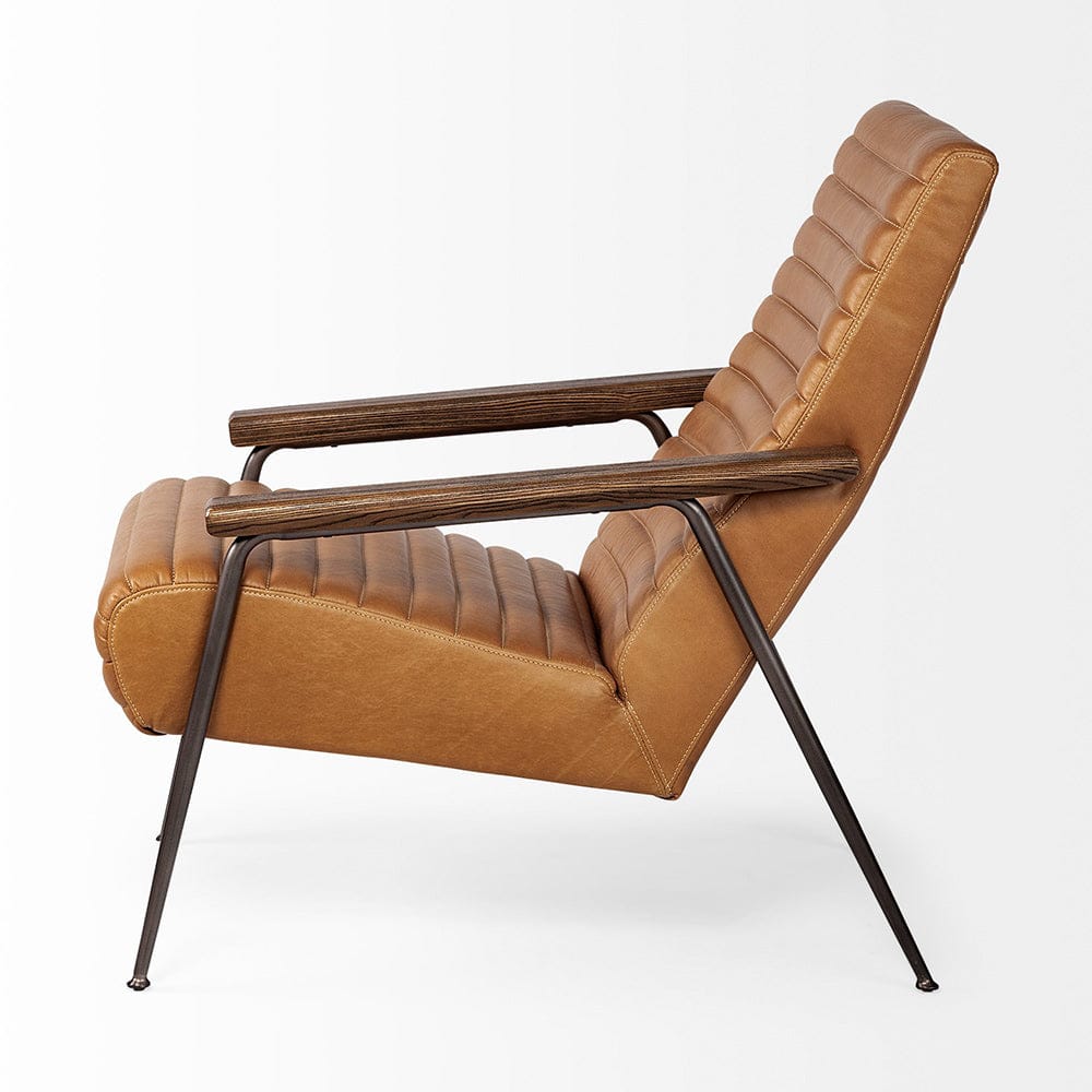 Mercana - Grosjean Brown Leather Wrap Metal Frame Accent Chair - 69131 view 4