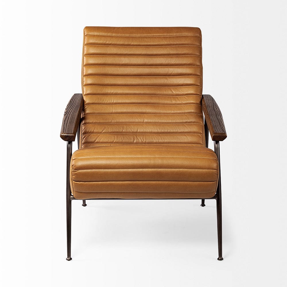 Mercana - Grosjean Brown Leather Wrap Metal Frame Accent Chair - 69131 view 5