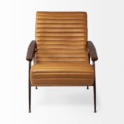 Mercana - Grosjean Brown Leather Wrap Metal Frame Accent Chair - 69131 view 5