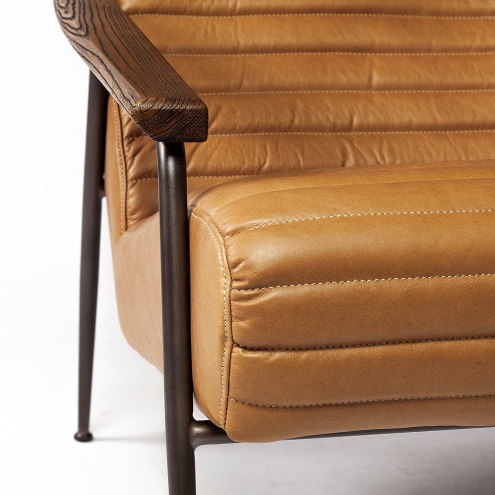 Mercana - Grosjean Brown Leather Wrap Metal Frame Accent Chair - 69131 view 6