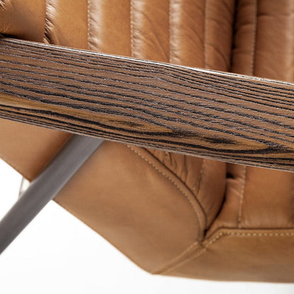 Mercana - Grosjean Brown Leather Wrap Metal Frame Accent Chair - 69131 view 8