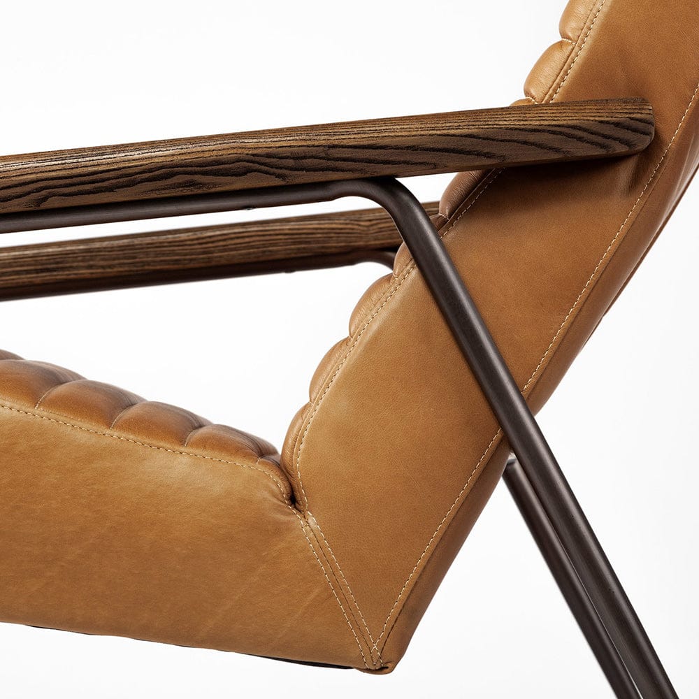 Mercana - Grosjean Brown Leather Wrap Metal Frame Accent Chair - 69131 view 9