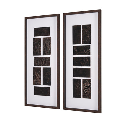 Mercana - Grouped Bricks by Studio M by Studio M a handmade Original Framed Artwork under Glass - 15743 view 2