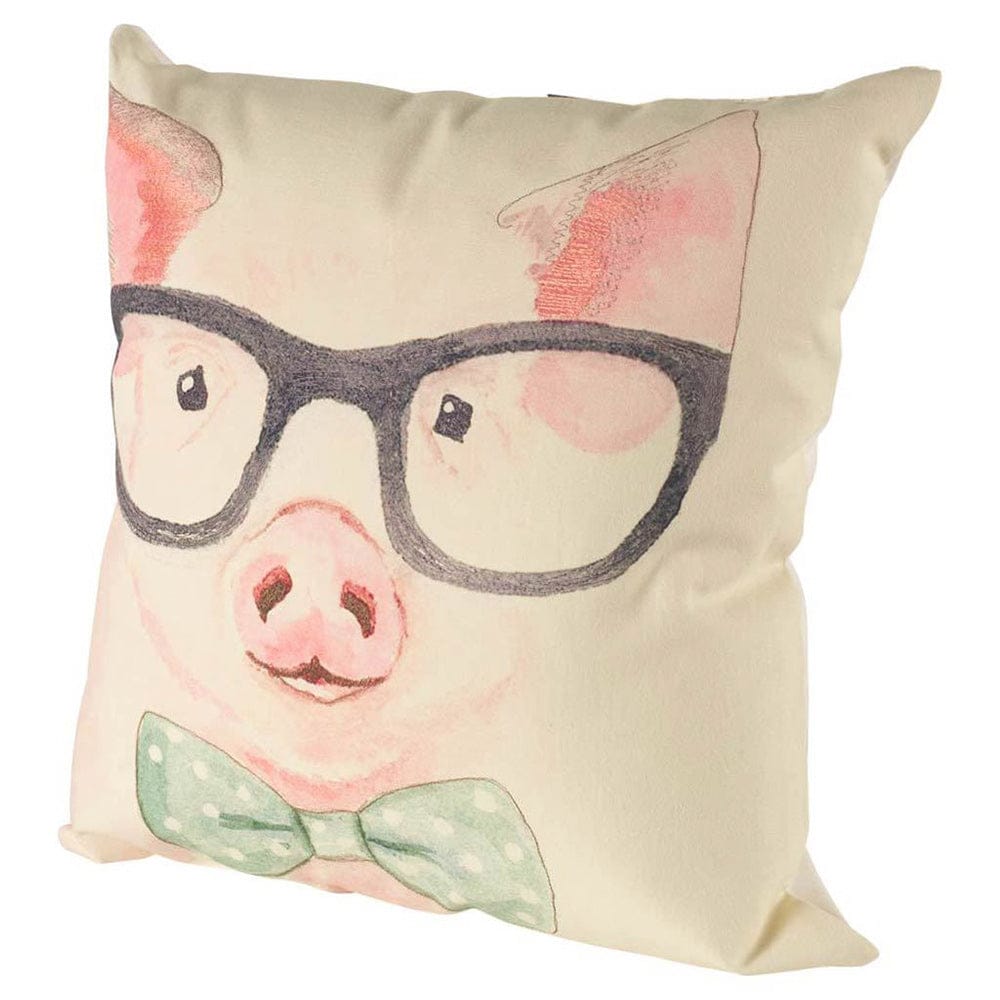 Mercana - Gunther 18 x 18 Pink Pig with Glasses Decorative Pillow Cover - 56029_CLOSEOUT view 1