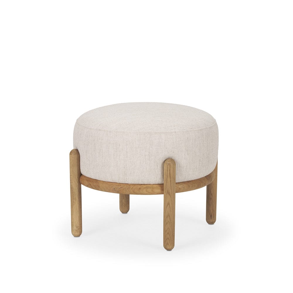 Mercana - Gwynn Beige Fabric w/ Light Brown Wood Pouf - 70571 view 1