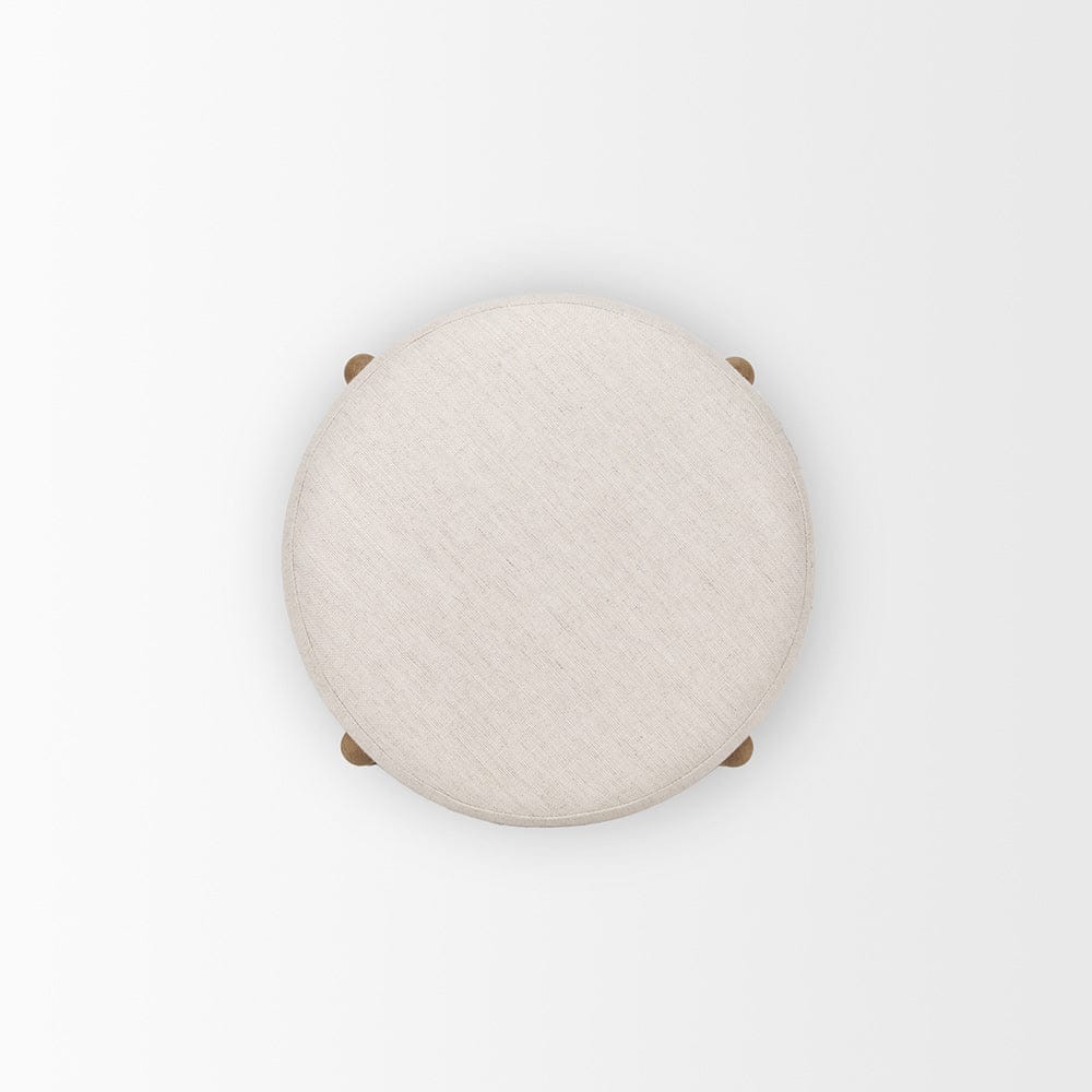 Mercana - Gwynn Beige Fabric w/ Light Brown Wood Pouf - 70571 view 4