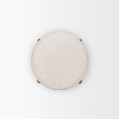 Mercana - Gwynn Beige Fabric w/ Light Brown Wood Pouf - 70571 view 4