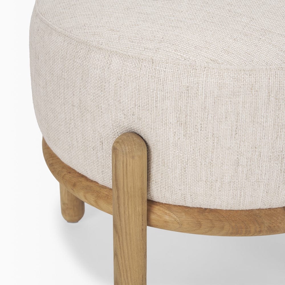Mercana - Gwynn Beige Fabric w/ Light Brown Wood Pouf - 70571 view 5