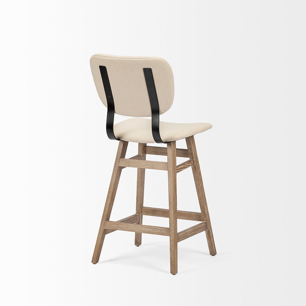 Mercana - Haden 26.5" Seat Height Cream Upholstered Seat Brown Wood Frame Stool - 68125 view 2