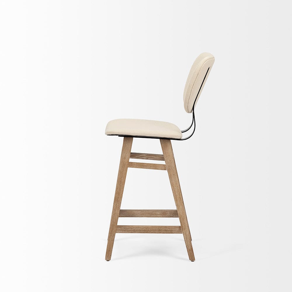 Mercana - Haden 26.5" Seat Height Cream Upholstered Seat Brown Wood Frame Stool - 68125 view 3