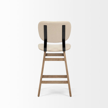 Mercana - Haden 26.5" Seat Height Cream Upholstered Seat Brown Wood Frame Stool - 68125 view 4