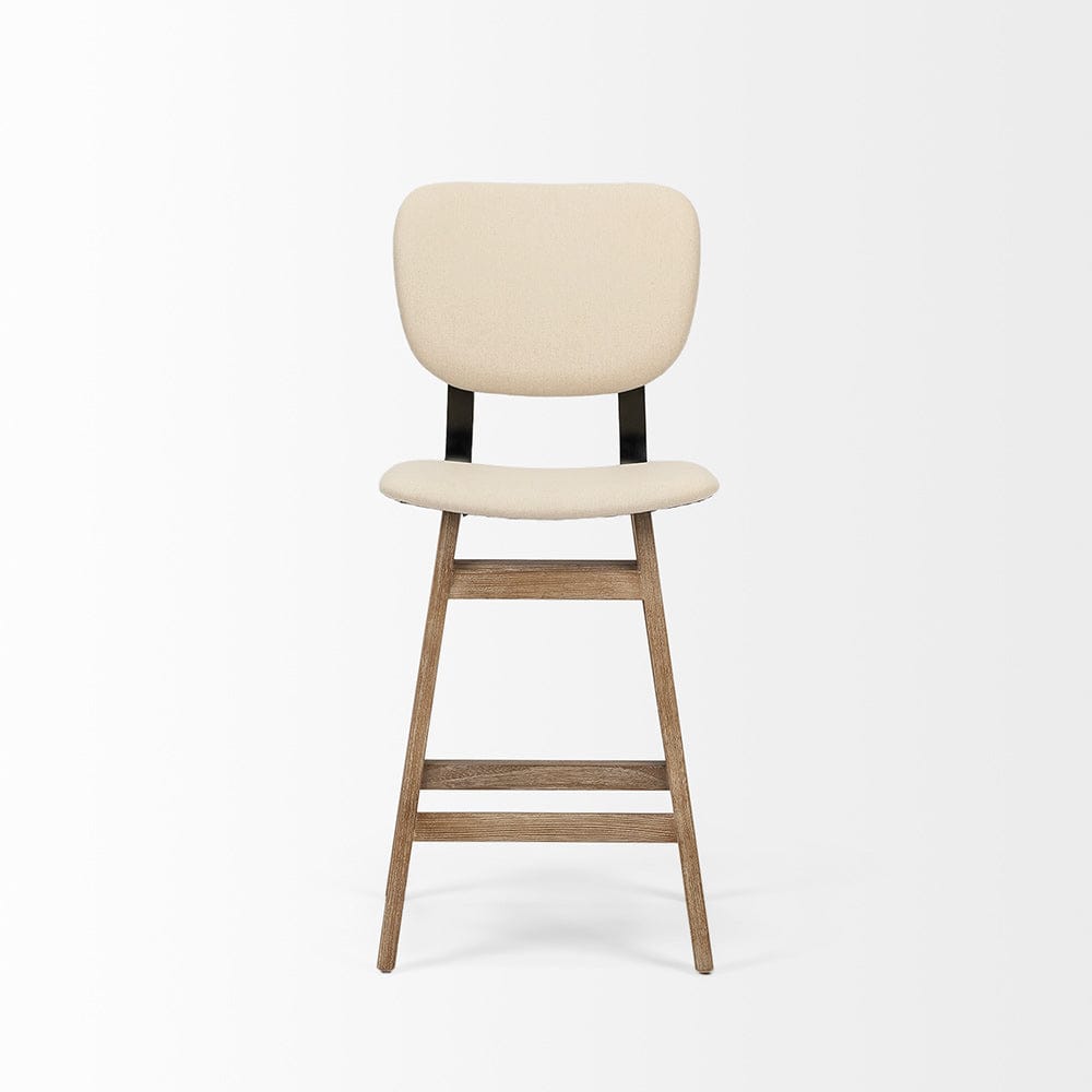 Mercana - Haden 26.5" Seat Height Cream Upholstered Seat Brown Wood Frame Stool - 68125 view 5