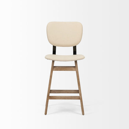 Mercana - Haden 26.5" Seat Height Cream Upholstered Seat Brown Wood Frame Stool - 68125 view 5