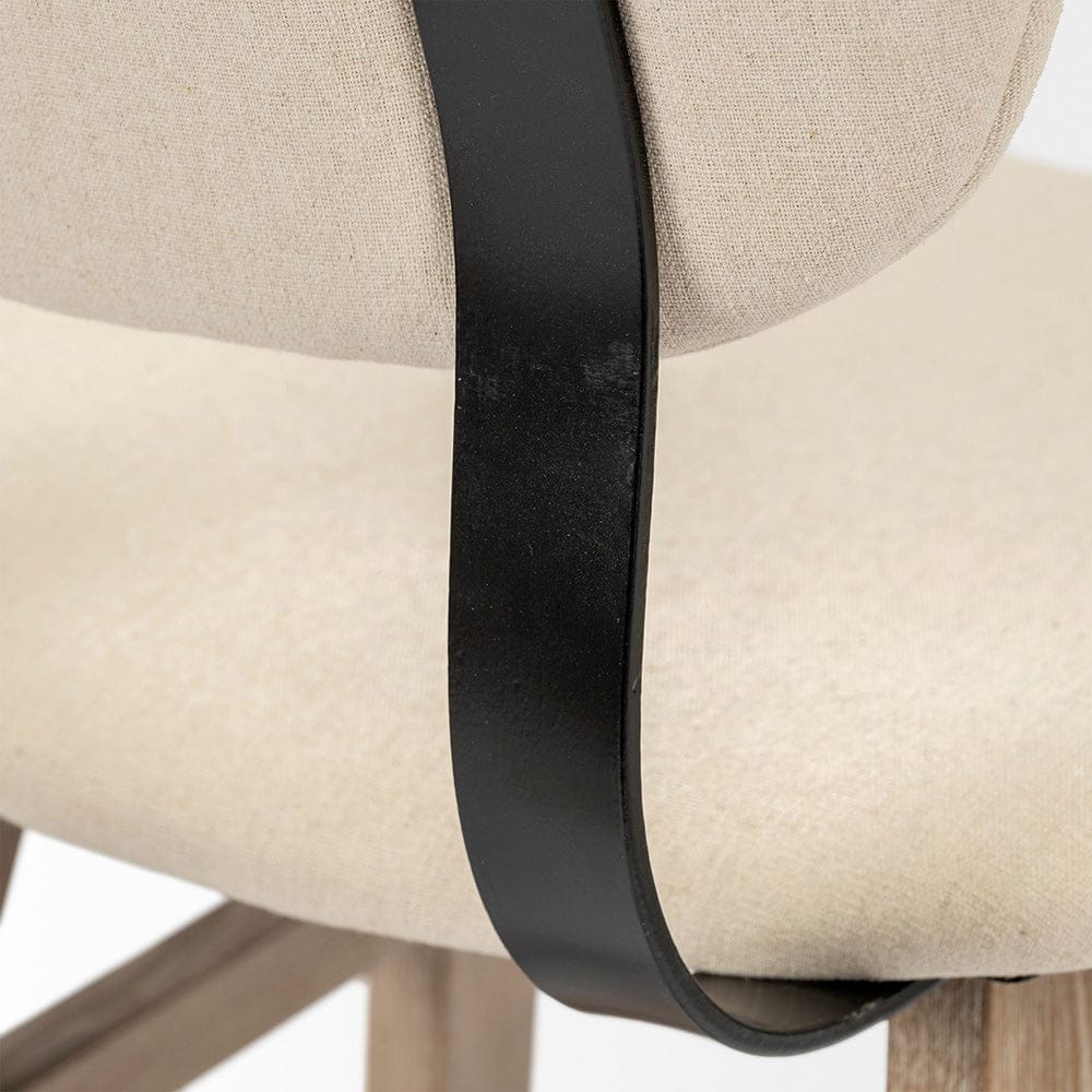 Mercana - Haden 26.5" Seat Height Cream Upholstered Seat Brown Wood Frame Stool - 68125 view 6