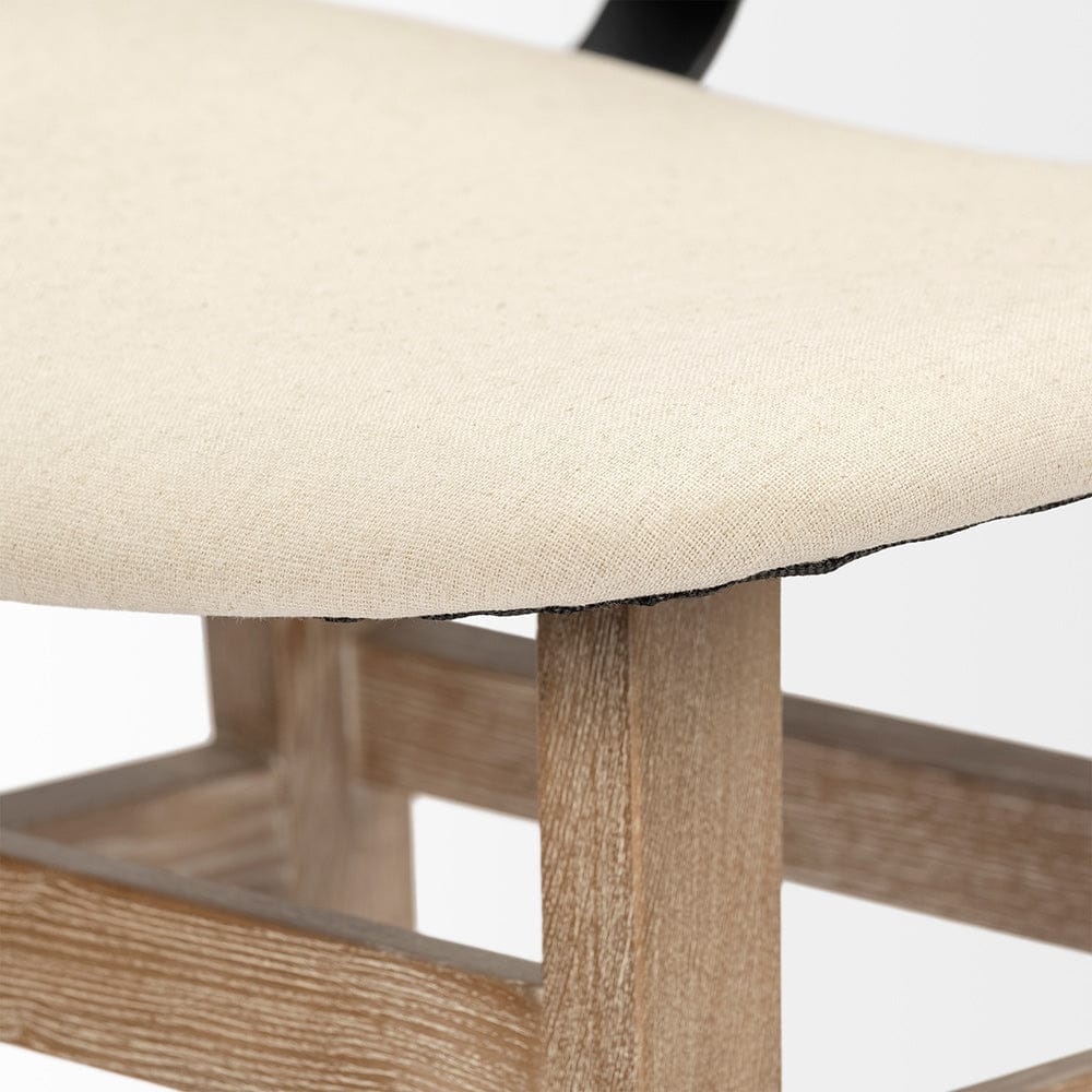 Mercana - Haden 30.25" Seat Height Cream Upholstered Seat Brown Wood Frame Stool - 68122 view 2