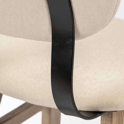 Mercana - Haden 30.25" Seat Height Cream Upholstered Seat Brown Wood Frame Stool - 68122 view 3