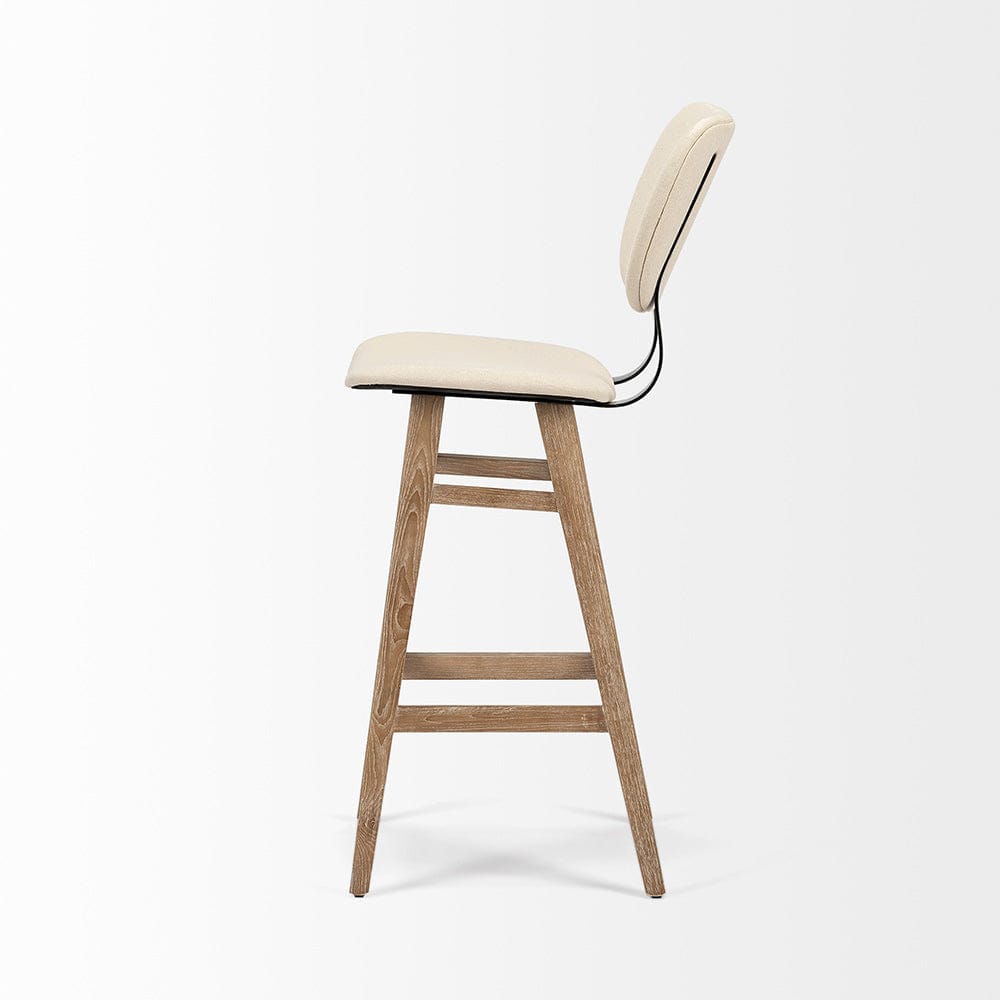 Mercana - Haden 30.25" Seat Height Cream Upholstered Seat Brown Wood Frame Stool - 68122 view 6
