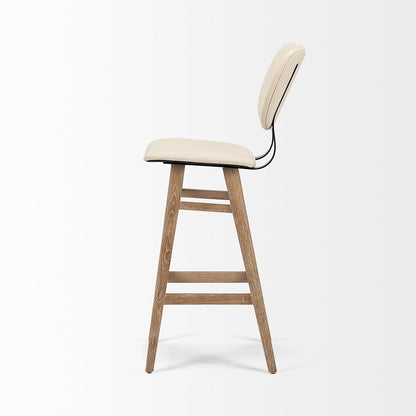 Mercana - Haden 30.25" Seat Height Cream Upholstered Seat Brown Wood Frame Stool - 68122 view 6