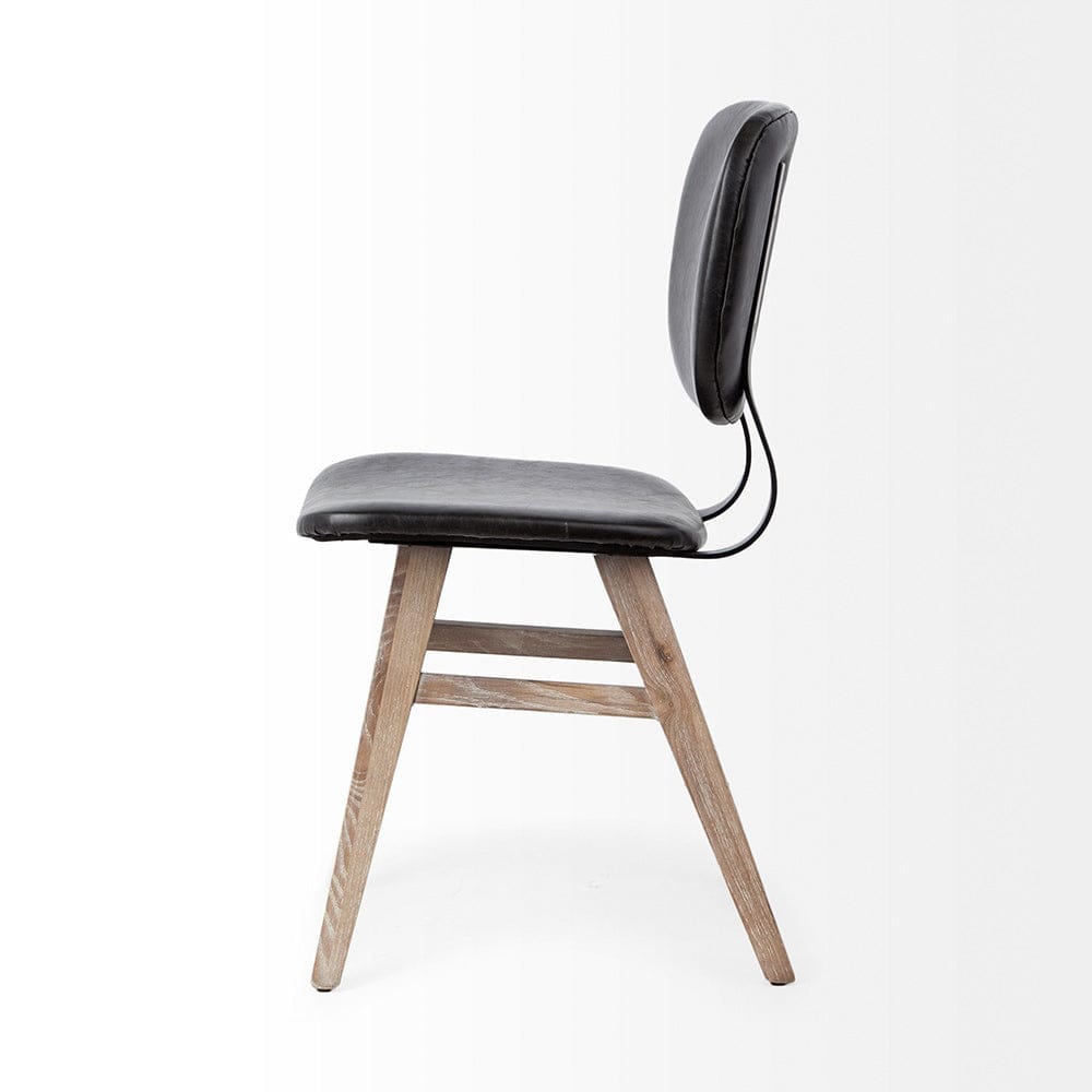 Mercana - Haden I Black Faux-Leather Wrap Brown Solid Wood and Iron Base Dining Chair (Set of 2) - 67517 view 3