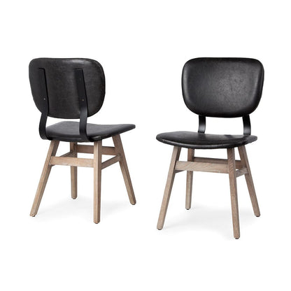 Mercana - Haden I Black Faux-Leather Wrap Brown Solid Wood and Iron Base Dining Chair (Set of 2) - 67517 view 7