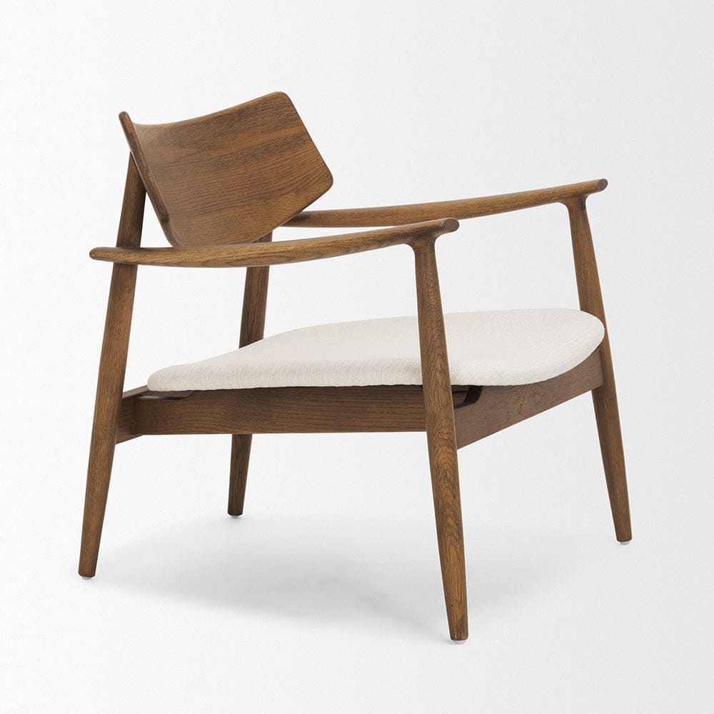 Mercana - Haggen Medium Brown Oak Wood w/ Cream Fabric Accent Chair - 71015 view 6